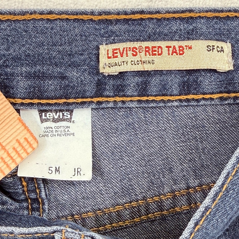 Vintage Levis Red Tab Wide Leg Dark Wash Jeans 50924-1418 Made in USA Size 5M JR - Picture 8 of 14